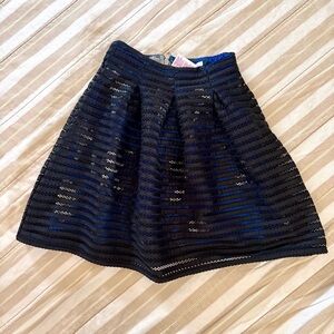😎 Black and Blue Mesh Striped A-Line Skirt